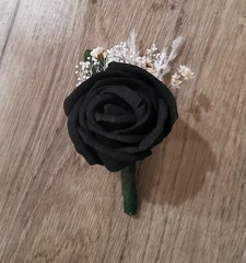 Purple & Black Bridal Bouquet Sola Wood Bridesmaid Lavender Wedding Flowers