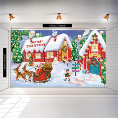 Christmas Wall Scene Santa’S Workshop and Toy Shop Backdrop Extra Large Fabric D