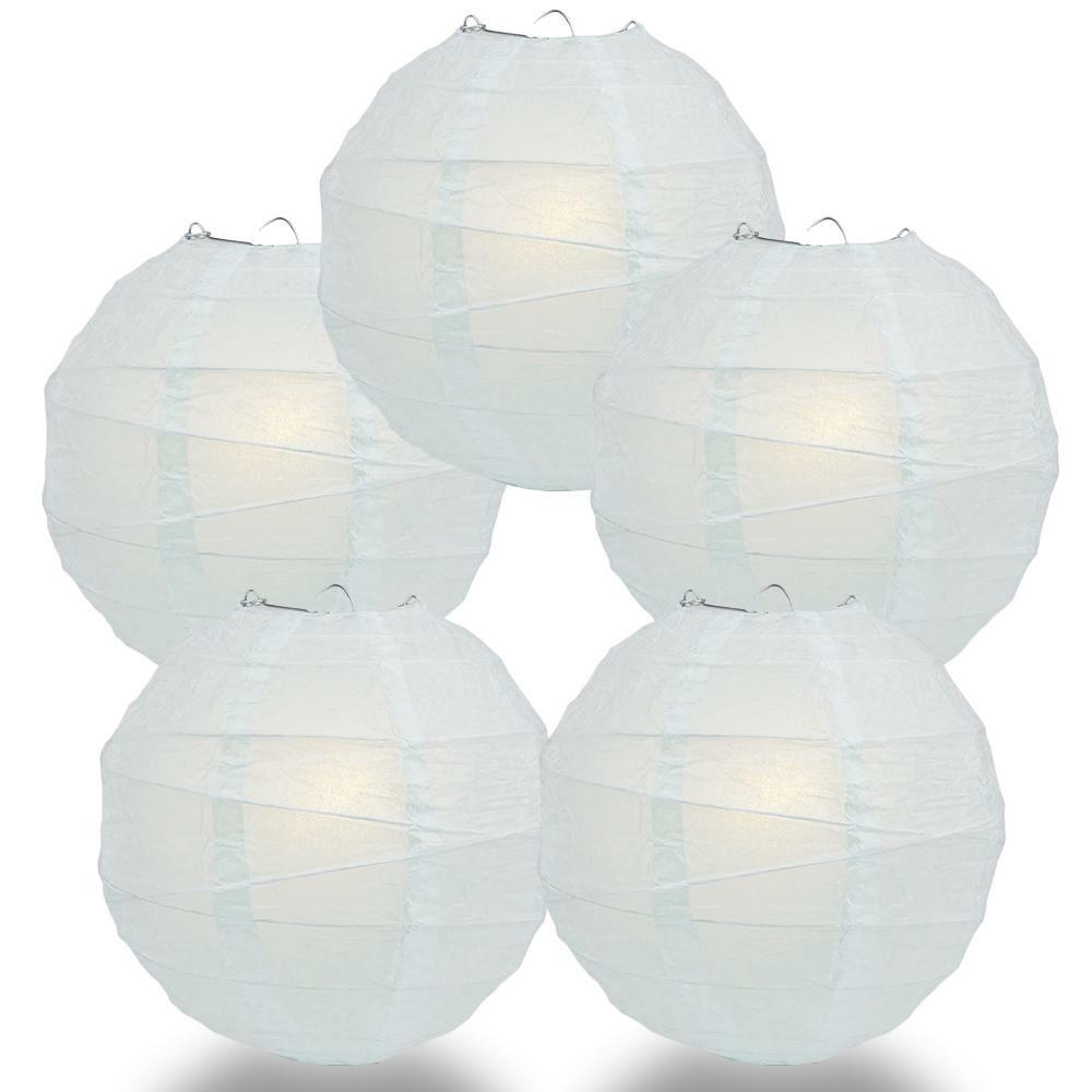 5 PACK | 12″ Arctic Spa Blue Crisscross Ribbing, Hanging Paper Lantern Combo Set