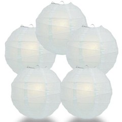 5 PACK | 12″ Arctic Spa Blue Crisscross Ribbing, Hanging Paper Lantern Combo Set