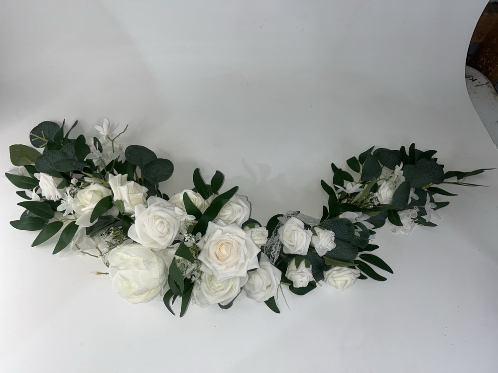 White Rose & Greenery Artificial Flower Piece