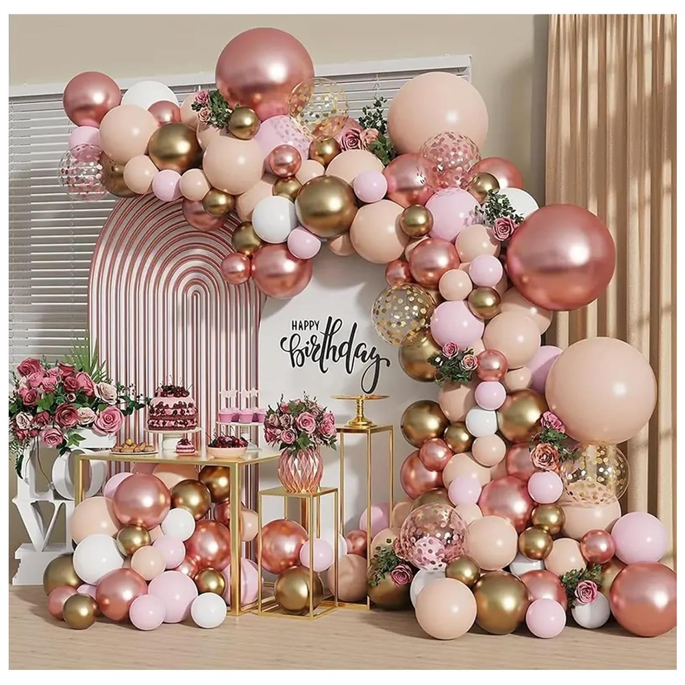 Rose Gold Balloon Garland Kit, 18inch 12inch 10inch 5inch, White