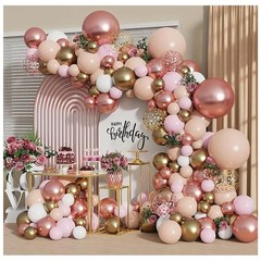 Rose Gold Balloon Garland Kit, 18inch 12inch 10inch 5inch, White