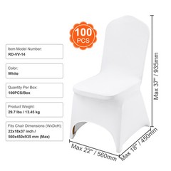 VEVOR 100PCS White Stretch Spandex Folding Chair Covers for Wedding Party Dining