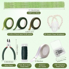 Complete 162PCS DIY Wrist Corsage Kit with Durable Wire Cutter & Floral Supplies