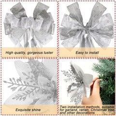 Tigeen 48 x 13 Inches Large Christmas Tree Bow Topper with 8 Pcs 5.5 Inches A…
