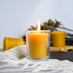 Pure Beeswax Votive Candles-6 Pack Natural Votives Set in Glass Jar Yellow