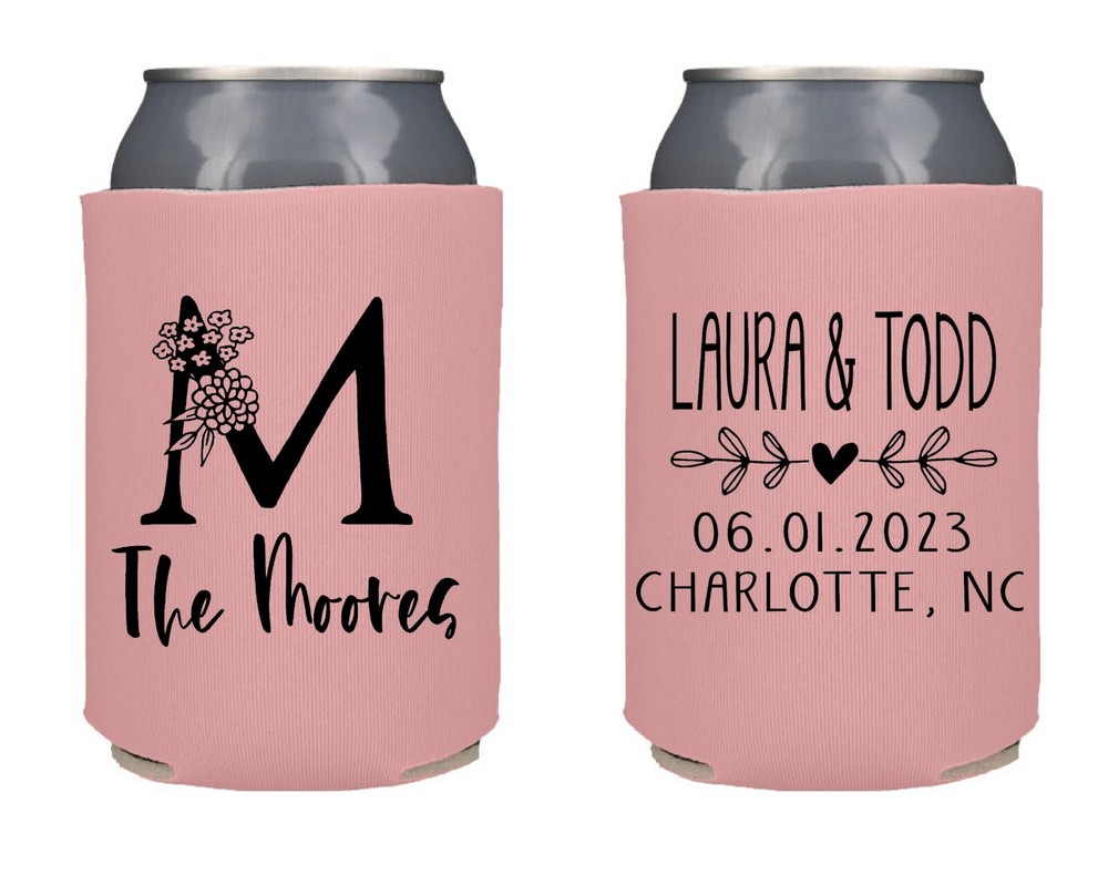 Personalized Monogram Wedding Reception Party Favor Can Coolers wedding koozies