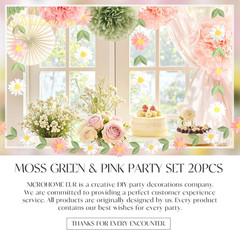 NICROHOME EUR Wedding Decorations, 20 PCS Sage Green and Pink Tissue Pom Poms Pa