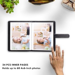 Photo Album 4×6 Photos – 68 Pockets Small Mini Capacity Premium Vegan Leather…
