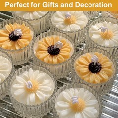 54Pack Silicone Flower Mold for Candles Set, 4pack Daisy Sunflower Molds with 50