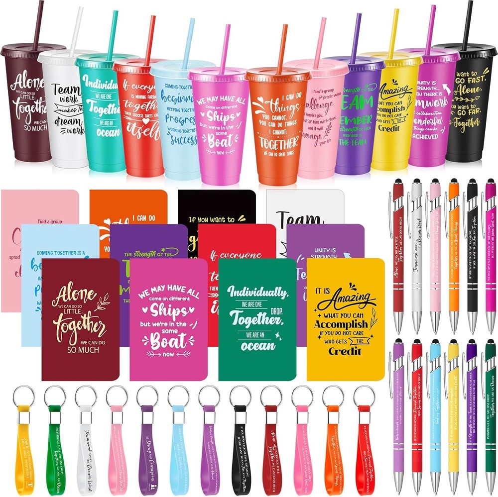 12 Sets/48 Pcs Appreciation Gifts for Employee, 24oz Inspirational Plastic Cups