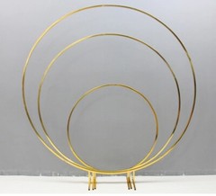 Circle Gold-Plated Shiny Wrought Iron Round Flower Stand Wedding Arch Props Deco