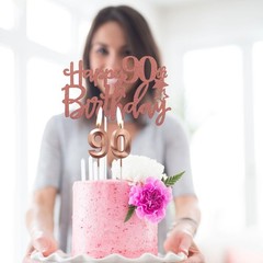 90th Birthday Decorations for Women, 12Pcs Pink Rose Gold