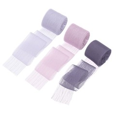 3 Rolls Ribbon Crinkle Chiffon 1″ 6Yard Purple Light Purple Grey Purple