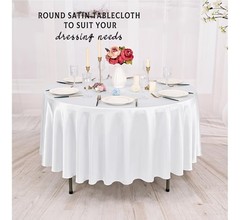 6 PACKS White 120″ inch Round SATIN Tablecloth WEDDING Events 5′ Ft table