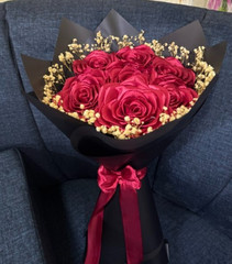 Handmade Red Satin Ribbon Rose Bouquet – Eternal Luxury Gift for Her-Widding