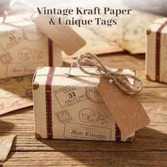 30PCS Mini Suitcase Favor Boxes, Party Favor Candy Box Vintage Kraft Paper