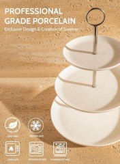 Elegant 3 Tier Cupcake Stand – White Porcelain Dessert Stand