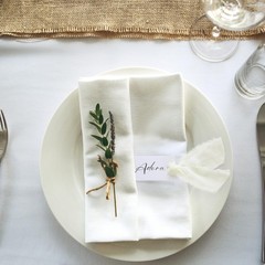 50 Pcs Name Place Cards Blank Chiffon Ribbon 1.57×3.54 Inch Hanging Tags Ivory