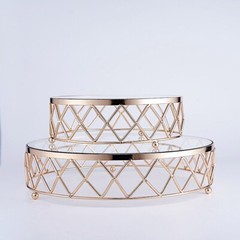 GOLD CLEAR 14″ Round Metal Glass Geometric CAKE STAND Party Wedding Decorations