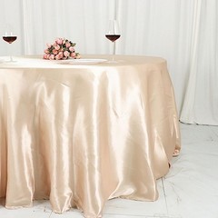 Balsa Circle Beige Satin Round Tablecloth 132 in for 132″ (Round),