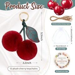 12 Sets Cherry Keychain Bag Bulk Charms for Handbags Purse Accessories