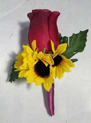 Burgundy Ivory Rose Sunflower Bridal Wedding Bouquet Accessories