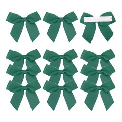 12Pcs Mini Grosgrain Ribbon Bow 2″ Self Adhesive Flower Bows Dark Green