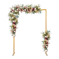 Wedding Arch Rack Rectangular Flower Decor Frame Stand Gold Metal Party Backdrop