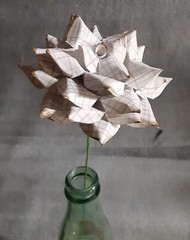 Handmade Paper Flower on stem (Gray Pattern No.6) for Wedding, St. Valentine’s