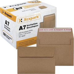 Xxcxpark 200 Qty Printable A7 200 Envelopes (5.25″ x 7.25″), Brown