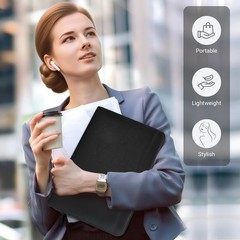 Faux Leather Zippered Padfolio with 3 Ring Binder, Executive Portfolio Organi…
