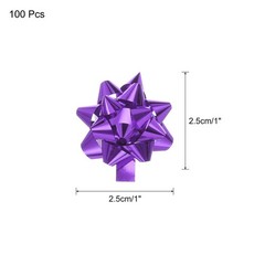 100pcs 1″ Mini Star Gift Bows Metallic Christmas Bows for Gift Wrapping, Purple