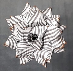 Handmade Paper Flower on stem (Gray Pattern No.2) for Wedding, St. Valentine’s