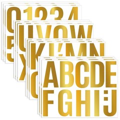 12 Sheets Large Letter Stickers – 4 Inch Gold Vinyl Self Adhesive Alphabet Nu…