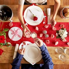 6 Pcs Valentine’s Day Heart Plastic Placemats Red White Love Heart Shape Table