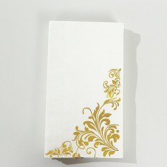 50 White Disposable Paper Napkins with Gold Baroque 16″, and