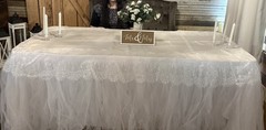 Sweetheart Table Linen Set – White Underskirt + Layered Tulle Skirt