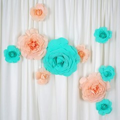 4 pcs 20″ Red Artificial Large Roses Flowers Wall Backdrop Party Wedding