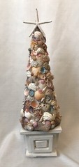 SEASHELL Topiary Tree Starfish Centerpiece Shore Ocean Wedding Shell Beach 15″