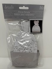 Wedding Favor Boxes Bride Pack of 10, (31 packages available) White/Silver Dress