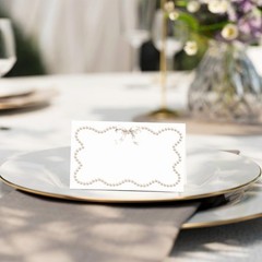 25 PCS Pearl Place Name Cards Table Setting Tented Food Signs Bridal Shower