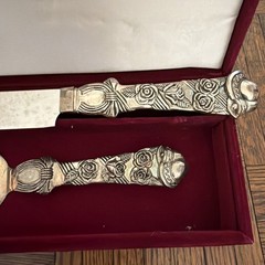 Vintage Mikasa Cake Server & Knife Set-Silver Plated W/Velvet Box