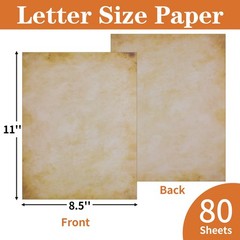 80 Sheets Vintage Paper, 8.5″ x 11″ Letter Size Printer Letter, Brown