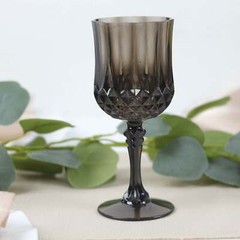 BLACK 6 Plastic 8 oz Crystal Cut Goblets WINE GLASSES Party Events Decorations