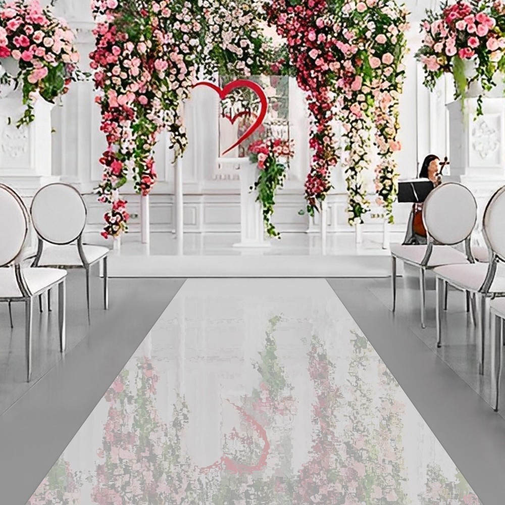 65FT x 3FT Silver Mirrored Floor Wedding Aisle Runner Carpet for Party Birthday