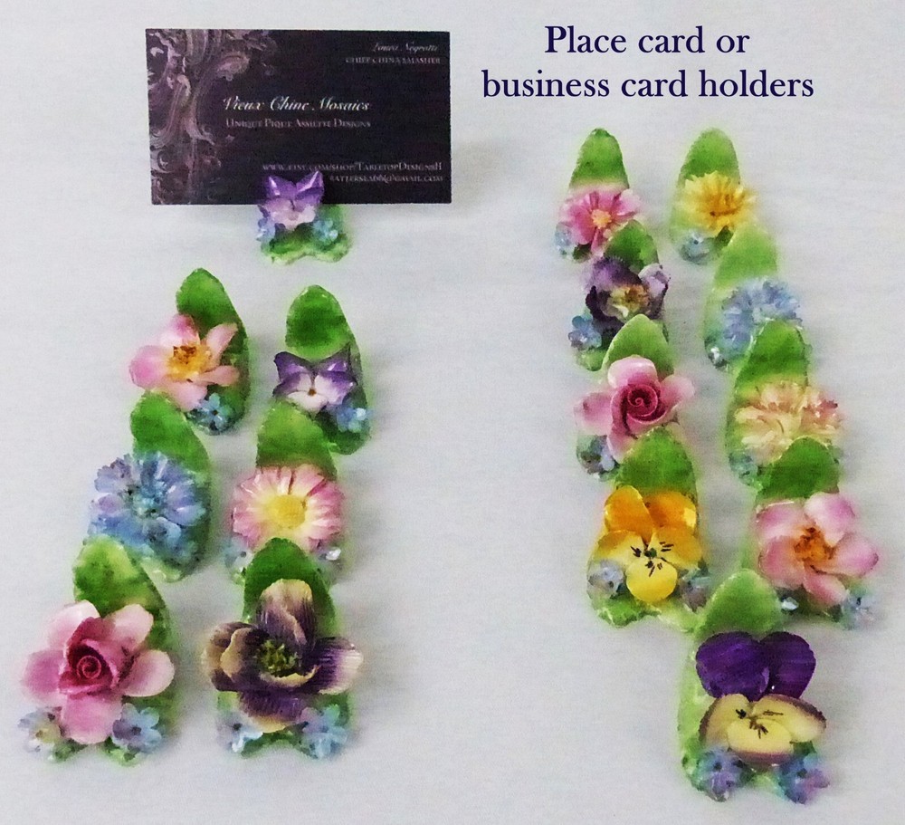 16 Coalport Bone China Floral Place Card Holders ~ Mixed Condition Flower Petals