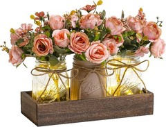 3 Pcs Mason Jar Centerpiece Table Decorations for Dining Farmhouse Coffee Table