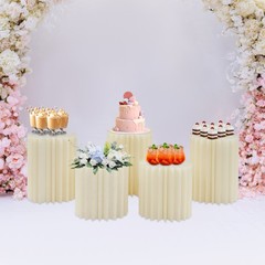 5Pcs Foldable Paper Column Display Stands, Round Cylinder Wedding Flower Stands